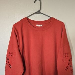 Maurices | Rust Eyelet Cutout Sleeve Sweatshirt Size XXL